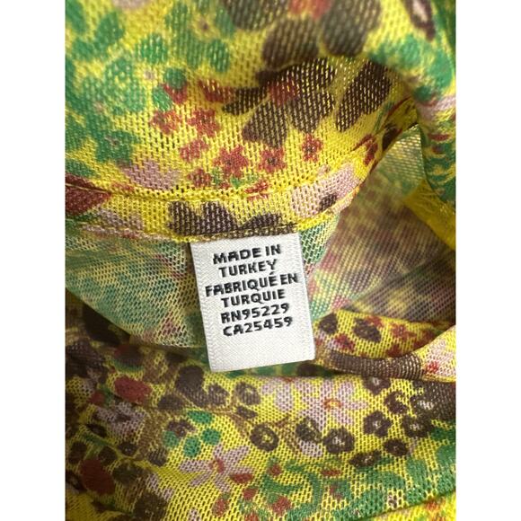 Ted Baker London Boho Bohemian Cottagecore Floral Mesh Sheer Mock Neck Top Sz 3 - Picture 7 of 7